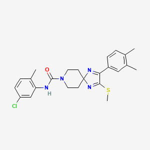 molecular formula C24H27ClN4OS B2935612 N-(5-chloro-2-methylphenyl)-2-(3,4-dimethylphenyl)-3-(methylthio)-1,4,8-triazaspiro[4.5]deca-1,3-diene-8-carboxamide CAS No. 894888-75-6