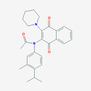 N-(1,4-dioxo-3-piperidino-1,4-dihydro-2-naphthalenyl)-N-(4-isopropyl-3-methylphenyl)acetamide