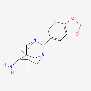 molecular formula C17H23N3O2 B2935623 2-(1,3-Benzodioxol-5-yl)-5,7-dimethyl-1,3-diazatricyclo[3.3.1.1~3,7~]decan-6-amine CAS No. 917204-07-0