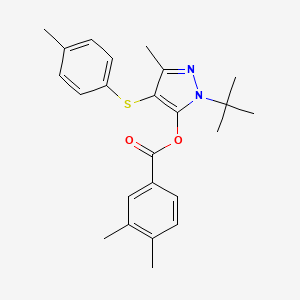 molecular formula C24H28N2O2S B2935631 [2-Tert-butyl-5-methyl-4-(4-methylphenyl)sulfanylpyrazol-3-yl] 3,4-dimethylbenzoate CAS No. 850913-93-8