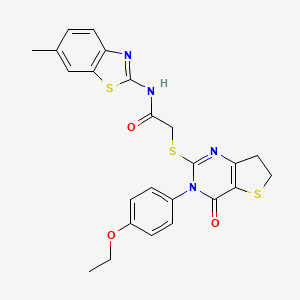 2-((3-(4-ethoxyphenyl)-4-oxo-3,4,6,7-tetrahydrothieno[3,2-d]pyrimidin-2-yl)thio)-N-(6-methylbenzo[d]thiazol-2-yl)acetamide