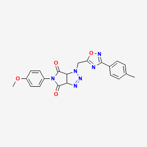 molecular formula C21H18N6O4 B2935645 5-(4-methoxyphenyl)-1-((3-(p-tolyl)-1,2,4-oxadiazol-5-yl)methyl)-1,6a-dihydropyrrolo[3,4-d][1,2,3]triazole-4,6(3aH,5H)-dione CAS No. 1251678-92-8