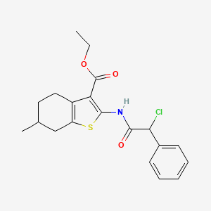 molecular formula C20H22ClNO3S B2935649 Ethyl 2-(2-chloro-2-phenylacetamido)-6-methyl-4,5,6,7-tetrahydro-1-benzothiophene-3-carboxylate CAS No. 565165-66-4