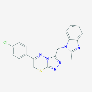 molecular formula C19H15ClN6S B293565 6-(4-chlorophenyl)-3-[(2-methyl-1H-benzimidazol-1-yl)methyl]-7H-[1,2,4]triazolo[3,4-b][1,3,4]thiadiazine 