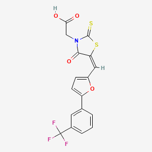 [(5E)-4-oxo-2-thioxo-5-({5-[3-(trifluoromethyl)phenyl]furan-2-yl}methylidene)-1,3-thiazolidin-3-yl]acetic acid