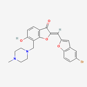 molecular formula C23H21BrN2O4 B2935658 (Z)-2-((5-bromobenzofuran-2-yl)methylene)-6-hydroxy-7-((4-methylpiperazin-1-yl)methyl)benzofuran-3(2H)-one CAS No. 929456-89-3