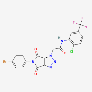 molecular formula C19H12BrClF3N5O3 B2935666 2-[5-(4-溴苯基)-4,6-二氧代-1H,3aH,4H,5H,6H,6aH-吡咯并[3,4-d][1,2,3]三唑-1-基]-N-[2-氯-5-(三氟甲基)苯基]乙酰胺 CAS No. 1053076-15-5