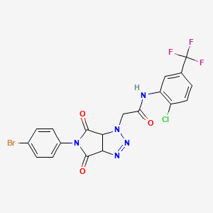 molecular formula C19H12BrClF3N5O3 B2935666 2-[5-(4-bromophenyl)-4,6-dioxo-1H,3aH,4H,5H,6H,6aH-pyrrolo[3,4-d][1,2,3]triazol-1-yl]-N-[2-chloro-5-(trifluoromethyl)phenyl]acetamide CAS No. 1053076-15-5