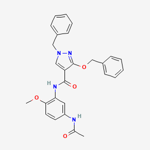 N-(5-acetamido-2-methoxyphenyl)-1-benzyl-3-(benzyloxy)-1H-pyrazole-4-carboxamide