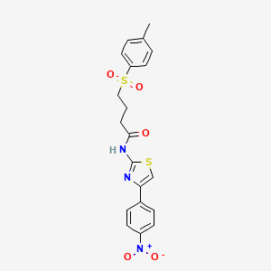molecular formula C20H19N3O5S2 B2935677 N-(4-(4-硝基苯基)噻唑-2-基)-4-甲苯磺酰丁酰胺 CAS No. 941967-27-7