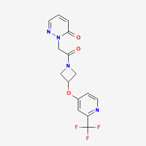 molecular formula C15H13F3N4O3 B2935683 2-[2-Oxo-2-[3-[2-(trifluoromethyl)pyridin-4-yl]oxyazetidin-1-yl]ethyl]pyridazin-3-one CAS No. 2380184-72-3
