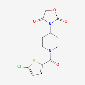 molecular formula C13H13ClN2O4S B2935690 3-(1-(5-Chlorothiophene-2-carbonyl)piperidin-4-yl)oxazolidine-2,4-dione CAS No. 2034315-14-3