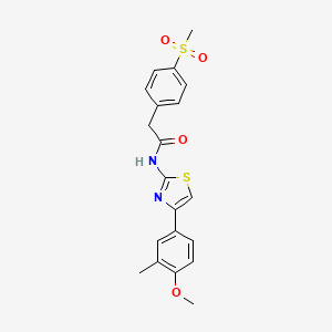 molecular formula C20H20N2O4S2 B2935706 N-(4-(4-甲氧基-3-甲基苯基)噻唑-2-基)-2-(4-(甲磺酰基)苯基)乙酰胺 CAS No. 919753-81-4