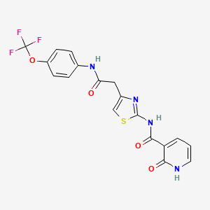 molecular formula C18H13F3N4O4S B2935707 2-oxo-N-(4-(2-oxo-2-((4-(trifluoromethoxy)phenyl)amino)ethyl)thiazol-2-yl)-1,2-dihydropyridine-3-carboxamide CAS No. 946336-21-6