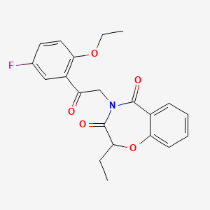 molecular formula C21H20FNO5 B2935715 4-(2-(2-ethoxy-5-fluorophenyl)-2-oxoethyl)-2-ethylbenzo[f][1,4]oxazepine-3,5(2H,4H)-dione CAS No. 904005-23-8