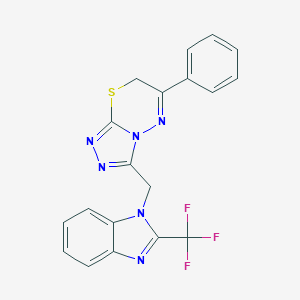 molecular formula C19H13F3N6S B293572 6-phenyl-3-{[2-(trifluoromethyl)-1H-benzimidazol-1-yl]methyl}-7H-[1,2,4]triazolo[3,4-b][1,3,4]thiadiazine 