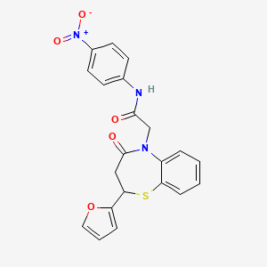 2-(2-(furan-2-yl)-4-oxo-3,4-dihydrobenzo[b][1,4]thiazepin-5(2H)-yl)-N-(4-nitrophenyl)acetamide