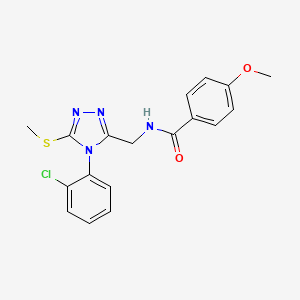 molecular formula C18H17ClN4O2S B2935729 N-((4-(2-氯苯基)-5-(甲硫基)-4H-1,2,4-三唑-3-基)甲基)-4-甲氧基苯甲酰胺 CAS No. 476433-86-0