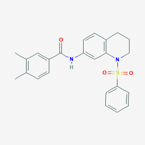 N-[1-(benzenesulfonyl)-3,4-dihydro-2H-quinolin-7-yl]-3,4-dimethylbenzamide