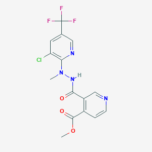 molecular formula C15H12ClF3N4O3 B2935733 3-({2-[3-氯-5-(三氟甲基)-2-吡啶基]-2-甲基肼基}羰基)异烟酸甲酯 CAS No. 338415-40-0