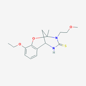 molecular formula C16H22N2O3S B2935746 10-ethoxy-3-(2-methoxyethyl)-2-methyl-2,3,5,6-tetrahydro-4H-2,6-methano-1,3,5-benzoxadiazocine-4-thione CAS No. 702656-00-6