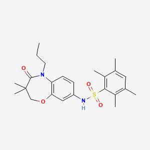 molecular formula C24H32N2O4S B2935750 N-(3,3-dimethyl-4-oxo-5-propyl-2,3,4,5-tetrahydrobenzo[b][1,4]oxazepin-8-yl)-2,3,5,6-tetramethylbenzenesulfonamide CAS No. 922049-67-0
