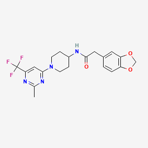 2-(benzo[d][1,3]dioxol-5-yl)-N-(1-(2-methyl-6-(trifluoromethyl)pyrimidin-4-yl)piperidin-4-yl)acetamide