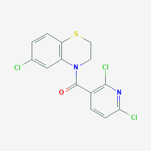 molecular formula C14H9Cl3N2OS B2935760 6-chloro-4-(2,6-dichloropyridine-3-carbonyl)-3,4-dihydro-2H-1,4-benzothiazine CAS No. 1376329-59-7