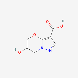 molecular formula C7H8N2O4 B2935769 6-Hydroxy-6,7-dihydro-5H-pyrazolo[5,1-b][1,3]oxazine-3-carboxylic acid CAS No. 2091716-00-4