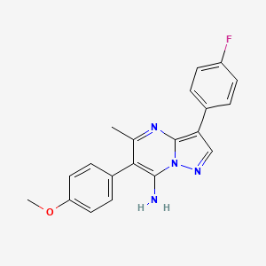 molecular formula C20H17FN4O B2935772 3-(4-Fluorophenyl)-6-(4-methoxyphenyl)-5-methylpyrazolo[1,5-a]pyrimidin-7-amine CAS No. 685109-42-6