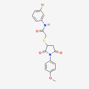 molecular formula C19H17BrN2O4S B2935773 N-(3-bromophenyl)-2-[1-(4-methoxyphenyl)-2,5-dioxoazolidin-3-ylthio]acetamide CAS No. 714262-55-2