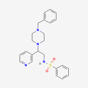 molecular formula C24H28N4O2S B2935774 N-[2-(4-benzylpiperazin-1-yl)-2-pyridin-3-ylethyl]benzenesulfonamide CAS No. 863558-68-3