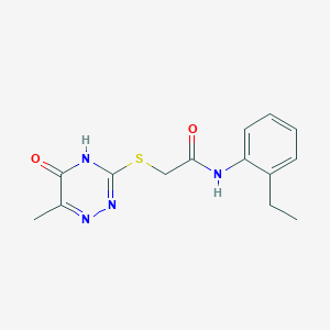 molecular formula C14H16N4O2S B2935776 N-(2-乙基苯基)-2-((6-甲基-5-氧代-4,5-二氢-1,2,4-三嗪-3-基)硫代)乙酰胺 CAS No. 460071-36-7
