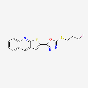 molecular formula C16H12FN3OS2 B2935783 2-{5-[(3-Fluoropropyl)sulfanyl]-1,3,4-oxadiazol-2-yl}thieno[2,3-b]quinoline CAS No. 866144-17-4