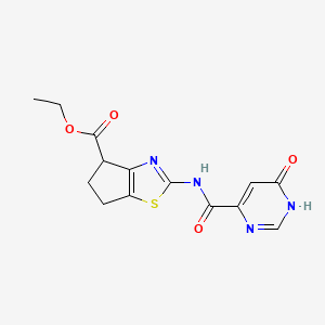 ethyl 2-(6-hydroxypyrimidine-4-carboxamido)-5,6-dihydro-4H-cyclopenta[d]thiazole-4-carboxylate