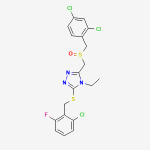 3-[(2-Chloro-6-fluorophenyl)methylsulfanyl]-5-[(2,4-dichlorophenyl)methylsulfinylmethyl]-4-ethyl-1,2,4-triazole