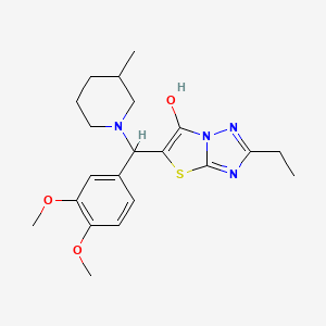 molecular formula C21H28N4O3S B2935793 5-((3,4-二甲氧基苯基)(3-甲基哌啶-1-基)甲基)-2-乙基噻唑并[3,2-b][1,2,4]三唑-6-醇 CAS No. 886905-67-5