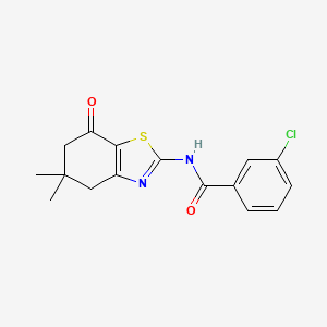 molecular formula C16H15ClN2O2S B2935795 3-chloro-N-(5,5-dimethyl-7-oxo-4,5,6,7-tetrahydro-1,3-benzothiazol-2-yl)benzamide CAS No. 361160-15-8