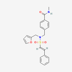 molecular formula C22H22N2O4S B2935804 4-[[furan-2-ylmethyl-[(E)-2-phenylethenyl]sulfonylamino]methyl]-N-methylbenzamide CAS No. 1031088-71-7