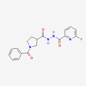 molecular formula C18H17FN4O3 B2935813 N'-(1-Benzoylpyrrolidine-3-carbonyl)-6-fluoropyridine-2-carbohydrazide CAS No. 2411266-59-4
