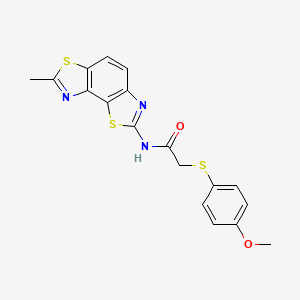 molecular formula C18H15N3O2S3 B2935819 2-((4-methoxyphenyl)thio)-N-(7-methylbenzo[1,2-d:3,4-d']bis(thiazole)-2-yl)acetamide CAS No. 941988-13-2