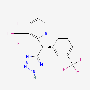 molecular formula C15H9F6N5 B2935820 2-{1H-1,2,3,4-tetraazol-5-yl[3-(trifluoromethyl)phenyl]methyl}-3-(trifluoromethyl)pyridine CAS No. 2085689-82-1