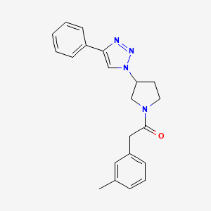 molecular formula C21H22N4O B2935826 1-(3-(4-phenyl-1H-1,2,3-triazol-1-yl)pyrrolidin-1-yl)-2-(m-tolyl)ethanone CAS No. 2034354-27-1