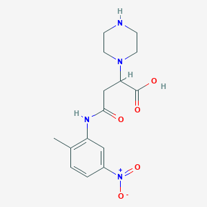 molecular formula C15H20N4O5 B2935828 4-((2-Methyl-5-nitrophenyl)amino)-4-oxo-2-(piperazin-1-yl)butanoic acid CAS No. 900011-91-8