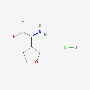 molecular formula C6H12ClF2NO B2935831 (1R)-2,2-Difluoro-1-(oxolan-3-yl)ethanamine;hydrochloride CAS No. 2490354-45-3