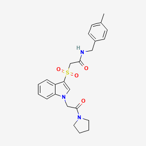 molecular formula C24H27N3O4S B2935843 N-(4-methylbenzyl)-2-((1-(2-oxo-2-(pyrrolidin-1-yl)ethyl)-1H-indol-3-yl)sulfonyl)acetamide CAS No. 878057-46-6