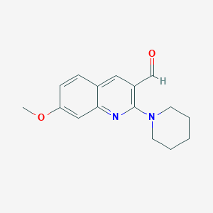 molecular formula C16H18N2O2 B2935857 7-Methoxy-2-piperidin-1-yl-quinoline-3-carbaldehyde CAS No. 460044-72-8