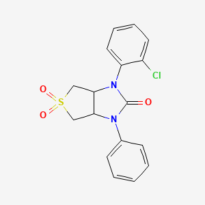 molecular formula C17H15ClN2O3S B2935860 1-(2-chlorophenyl)-3-phenyltetrahydro-1H-thieno[3,4-d]imidazol-2(3H)-one 5,5-dioxide CAS No. 537680-82-3