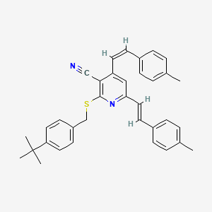 2-{[4-(Tert-butyl)benzyl]sulfanyl}-4,6-bis(4-methylstyryl)nicotinonitrile