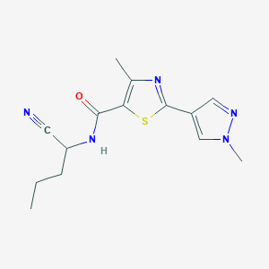 molecular formula C14H17N5OS B2935874 N-(1-Cyanobutyl)-4-methyl-2-(1-methylpyrazol-4-YL)-1,3-thiazole-5-carboxamide CAS No. 1385380-67-5